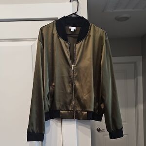 LuLaRoe Stevie Army Green and Black Bomber Jacket